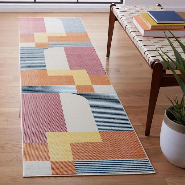 Orwell 2 ft. x 5 ft. Rust/Yellow Abstract Geometric Runner Rug
