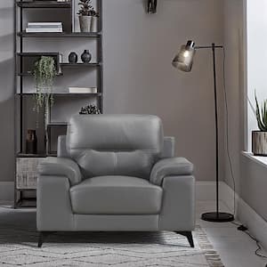 Argonne Dark Gray Leather Arm Chair