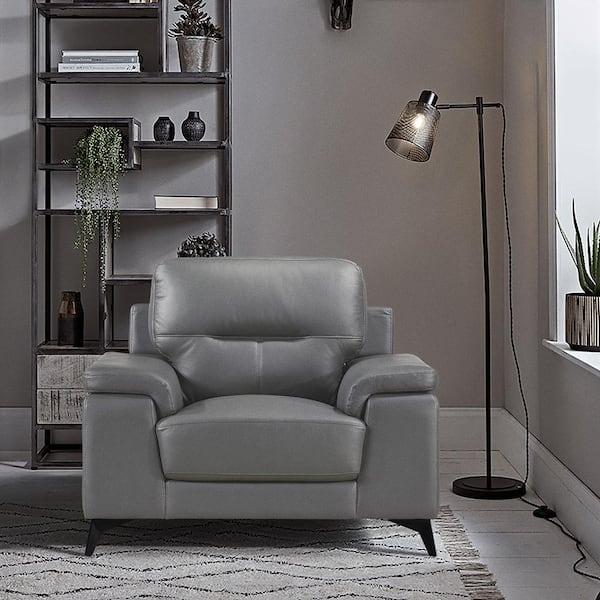 Argonne Dark Gray Leather Arm Chair