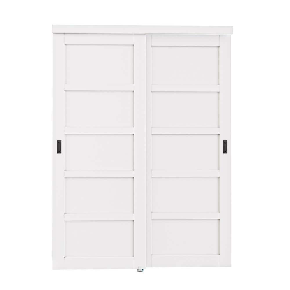 60 in. x 80 in. Paneled 5-Lite Blank Pattern White Primed MDF Assembly Required Sliding Door with Hardware Kit price history on PriceWatchPro