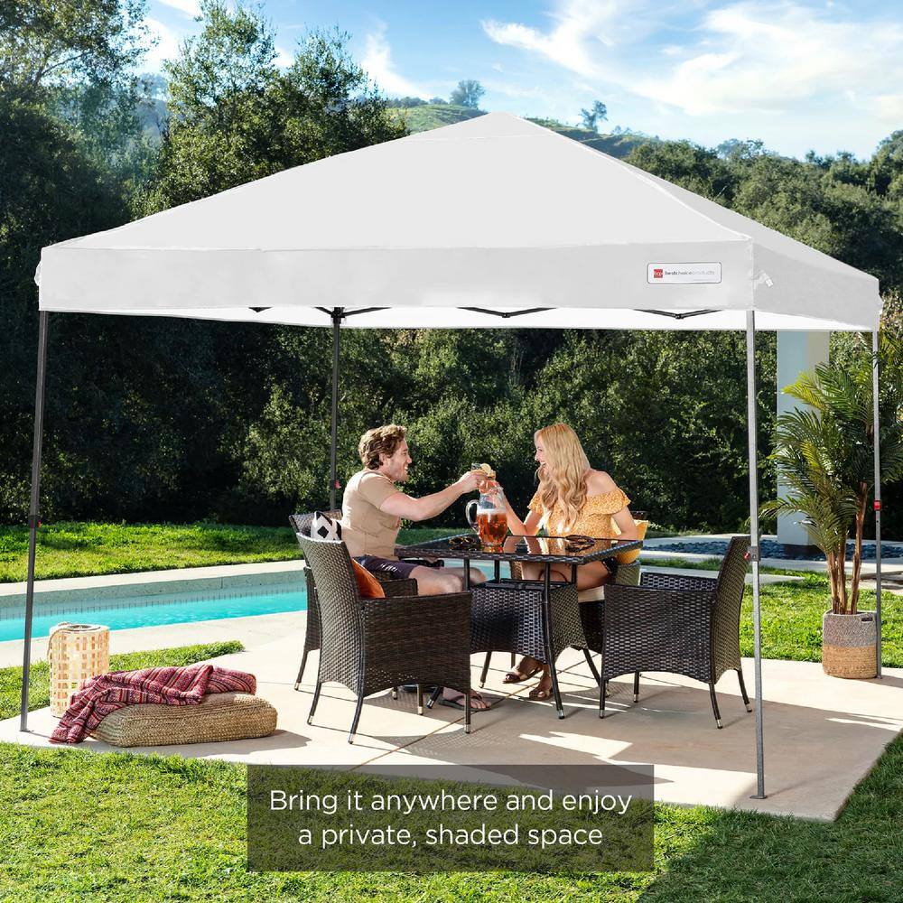 White 10x10ft Easy Setup Pop Up Canopy with Wheeled Case