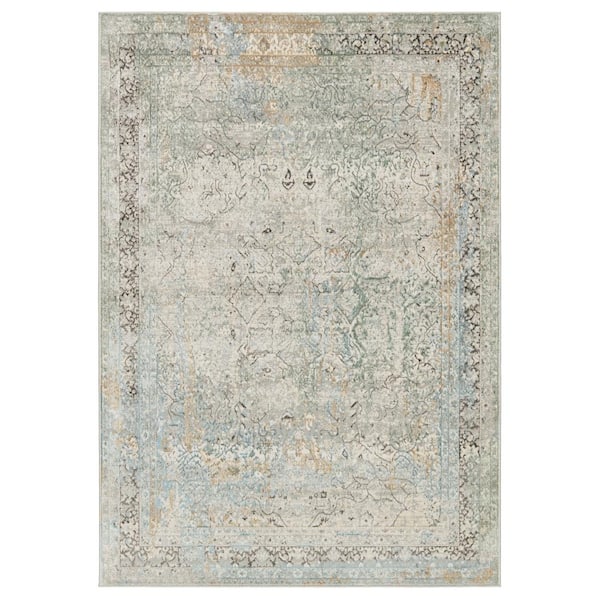 VIBE BY JAIPUR LIVING Thayer Green/Light Gray 5 ft. 3 in. x 8 ft. Medallion Rectangle Area Rug
