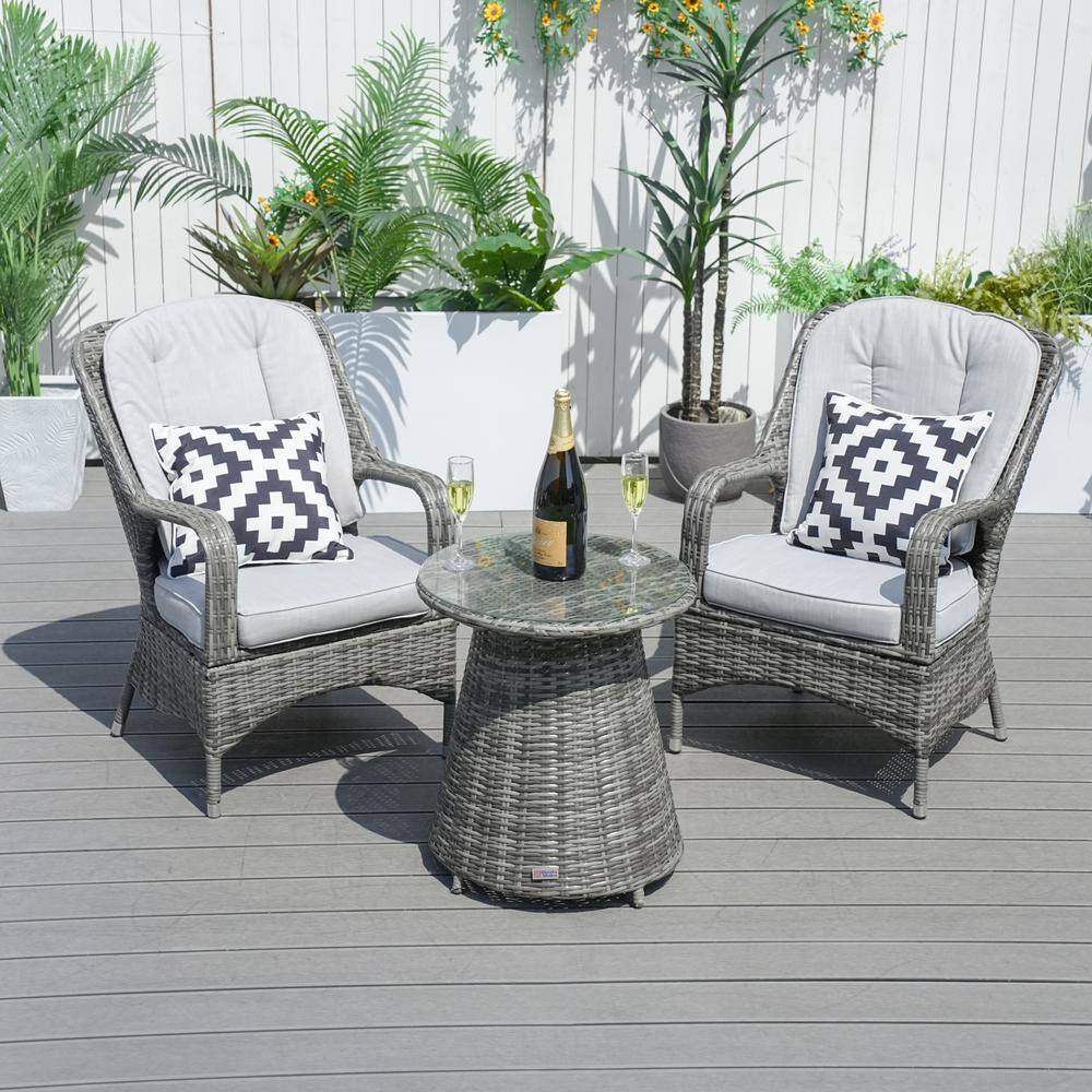 3-Piece Wicker Patio Conversation Set with Gray Cushions price history on PriceWatchPro