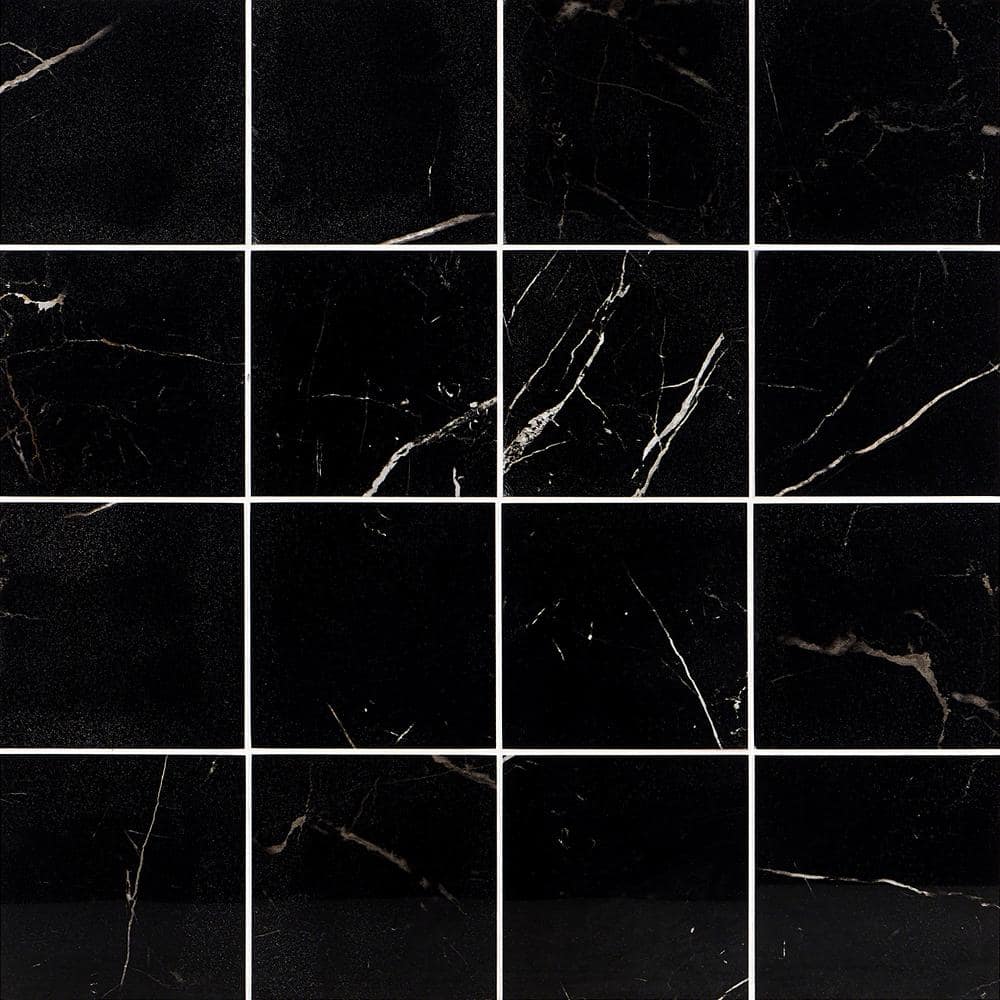 Ivy Hill Tile Marmo Marble Black 6 in. x 6 in. Polished Porcelain Floor ...