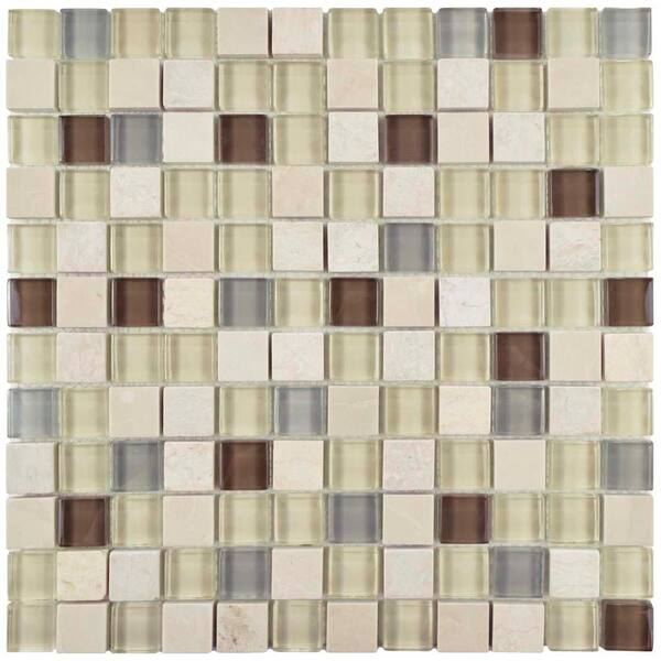 Merola Tile Tessera Square York 11-5/8 in. x 11-5/8 in. x 8 mm Glass and Stone Mosaic Tile