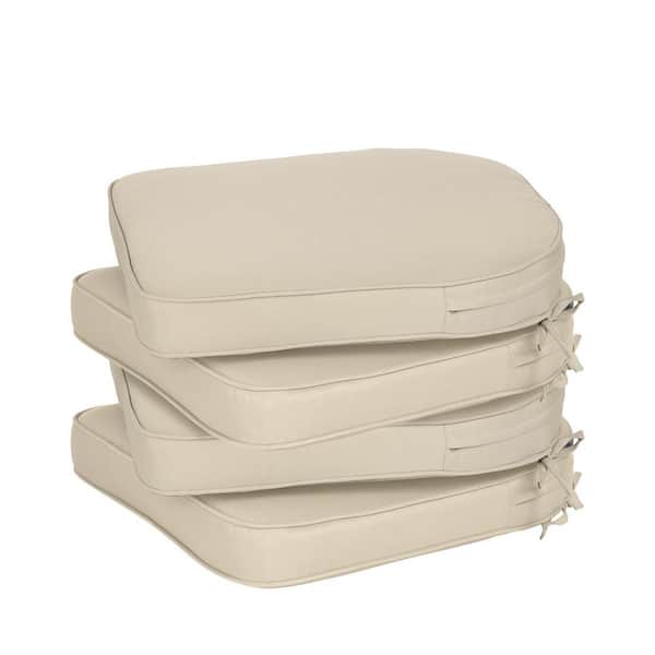 Aoodor 20 in. x 19 in. Rectangle Outdoor Dining Chair Seat Cushion Pads with Ties and Zipper in Khaki (4-Pack)