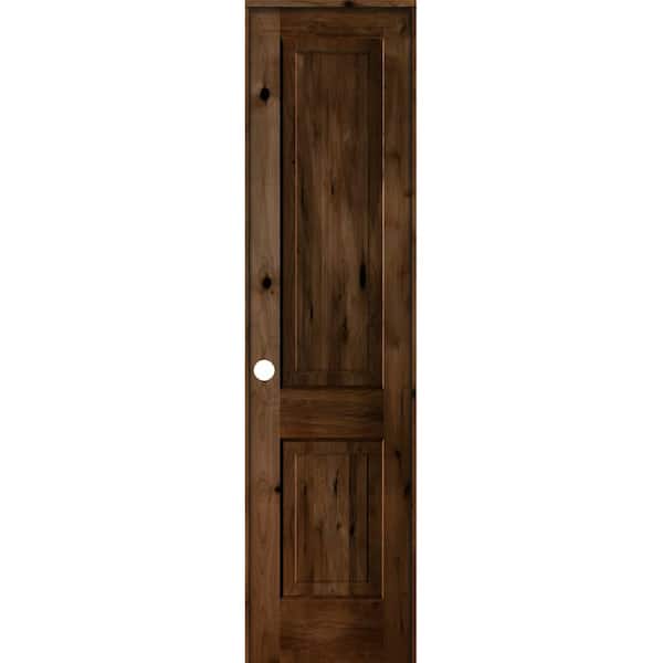 24 in. x 96 in. Rustic Knotty Alder 2 Panel Right-Handed Provincial Stain Wood Single Prehung Interior Door w/Square Top