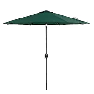 9 ft. Steel Market Auto Tilt Crank Patio Umbrella in Forest Green