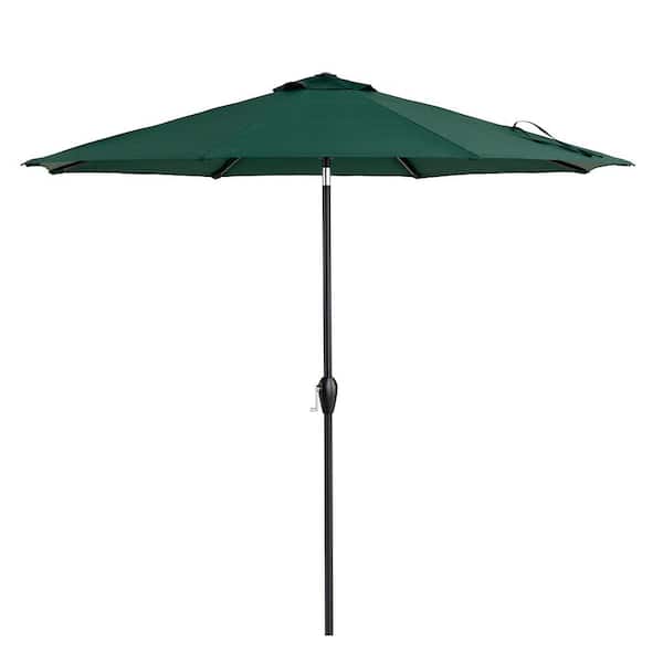 CASAINC 9 ft. Steel Market Auto Tilt Crank Patio Umbrella in Forest Green