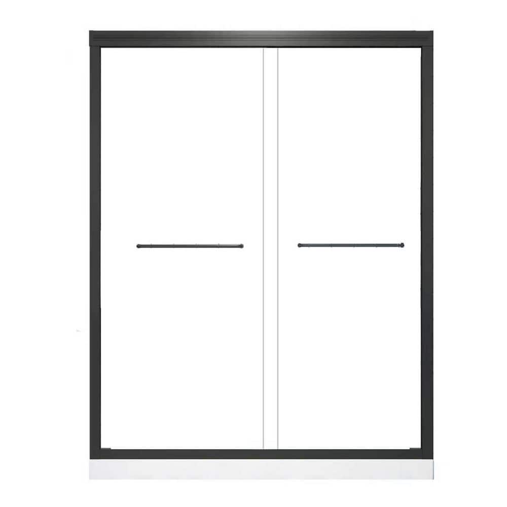 60 in. W x 72 in. H Sliding Semi-Frameless Shower Door in Matte Black Finish with Clear Glass price history on PriceWatchPro