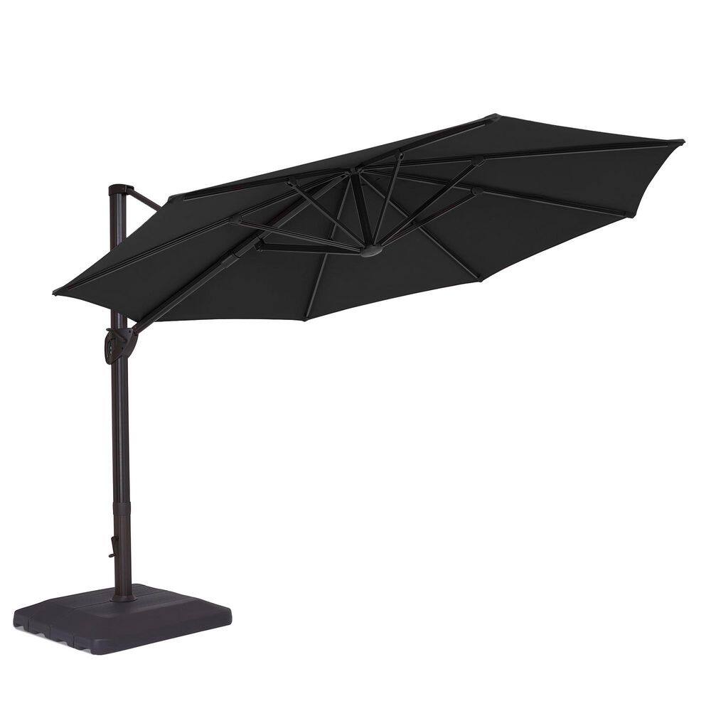 11 ft. Octagon Aluminum Cantilever Patio Umbrella, Foot-controlled 360° rotation with a Base in Black price history on PriceWatchPro