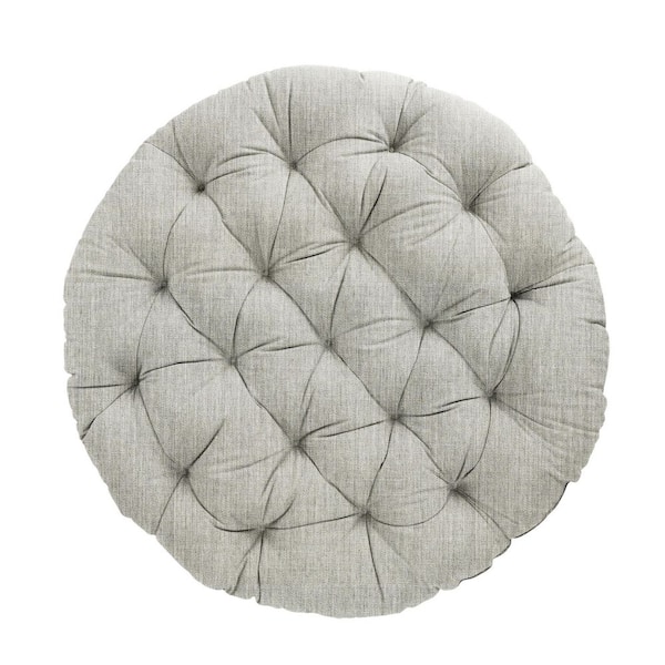 SORRA HOME 44 in. x 4 in. Indoor Round Papasan Cushion in Sunbrella Canvas Granite