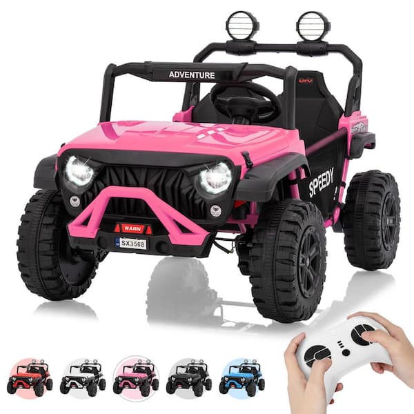 Pink Kids UTV 24V Ride On Car with Remote Control Battery Powered Electric Vehicle Ride On Toy for Boys Girls