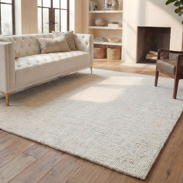 Abstract Ivory/Brown 8 ft. x 10 ft. Speckled Area Rug