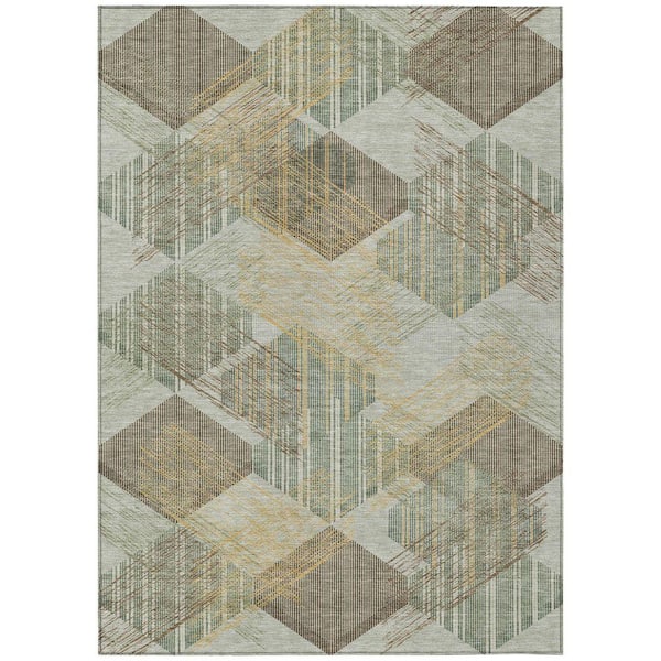 Chantille Machine Washable Indoor/Outdoor Abstract ACN2637 Celery 10 ft. x 14 ft. Area Rug