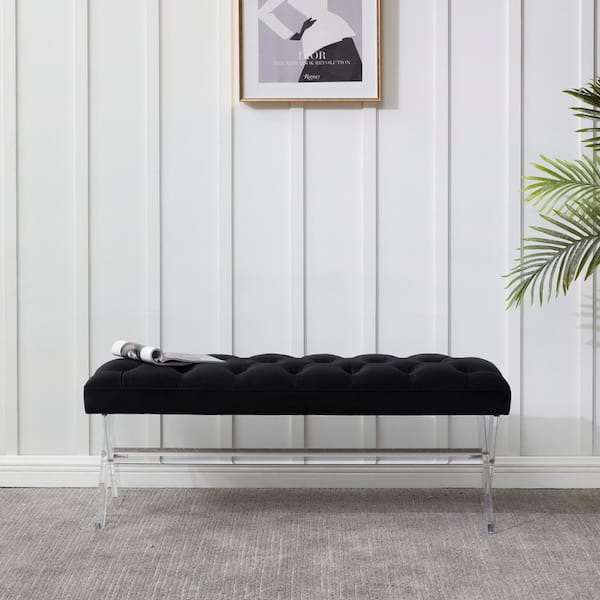 SAFAVIEH Tourmaline Black Entryway Bench 48 in.