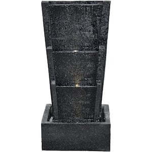 27 in. 3-Tier Waterwall Indoor or Outdoor Fountain with LED Lights for Patio, Deck, Porch