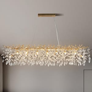 Modern Chandelier 60 in.16-Lights Gold Luxury Crystal Linear Chandelier for Dinning Room, Kitchen Island, Foyer, Bedroom