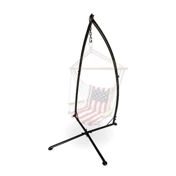 BACKYARD EXPRESSIONS PATIO · HOME · GARDEN Backyard Expressions 6.9 ft. Metal Hanging Chair Hammock Stand in Black