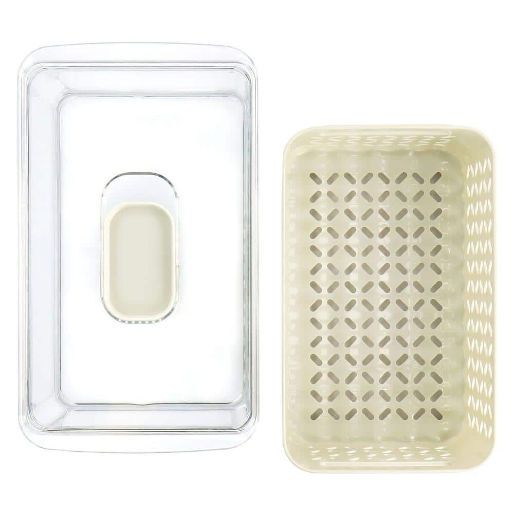 White BPA-Free Plastic Food Storage Container with Colander