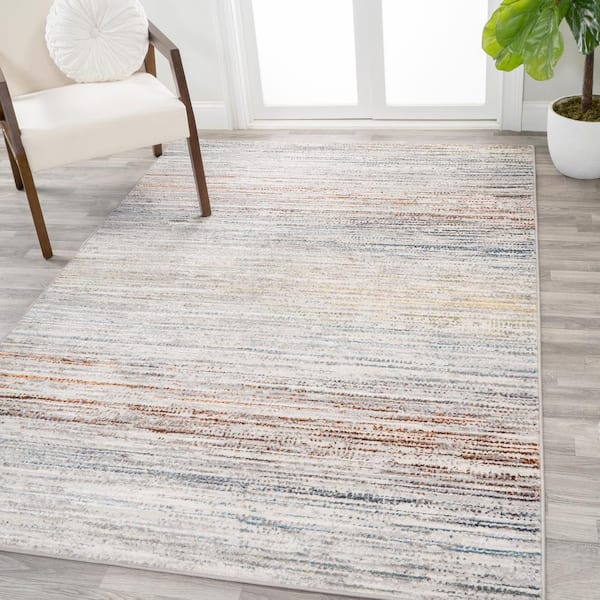 JONATHAN Y Loom Modern Strie' Gray/Blue/Orange 5 ft. x 8 ft. Area Rug