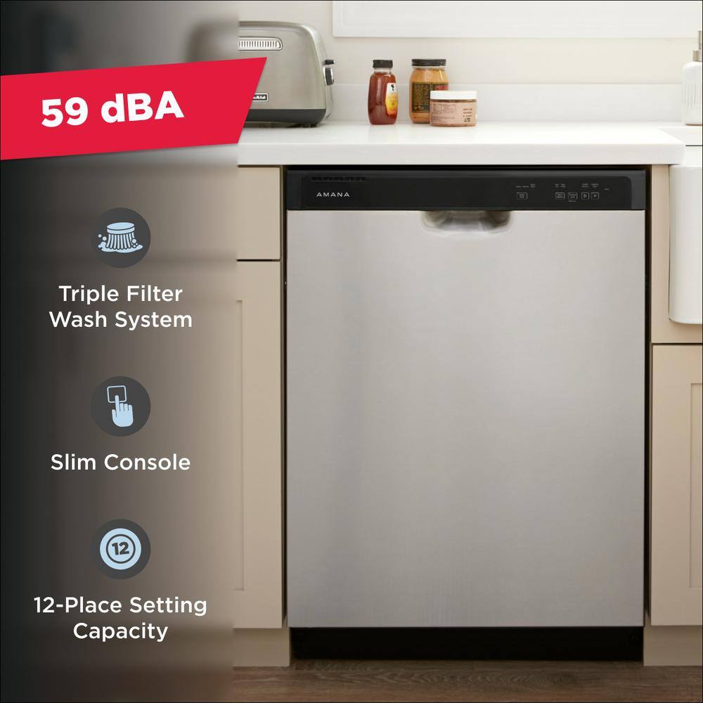 Amana Stainless Steel Built-In Dishwasher with Front Control