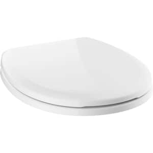 Sanborne Slow-Close Round Closed Front Toilet Seat with NoSlip Bumpers in White