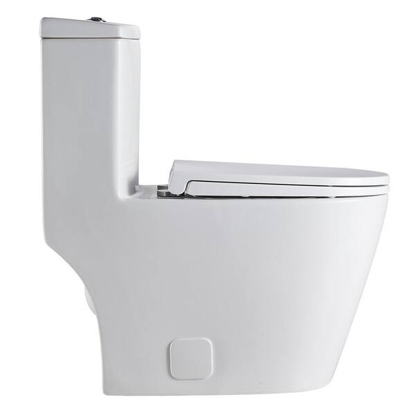 Bnk White Round Toilet Bathroom Compact One Piece White 1 Piece 0 8 1 28 Gpf White Double Flush Toilet Bnk Bl 137 Opt The Home Depot