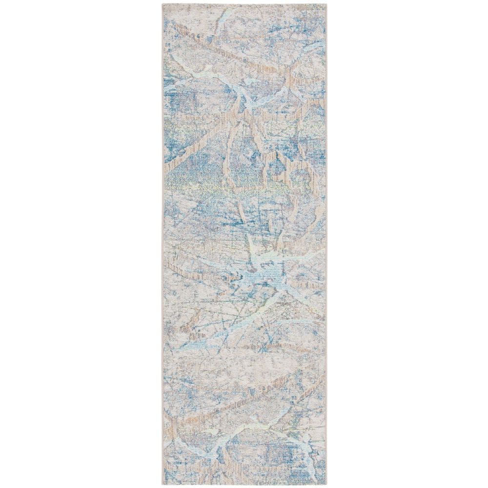 Barbados Ivory Blue/Green 3 ft. x 8 ft. Abstract Creasing Indoor/Outdoor Runner Rug price history on PriceWatchPro