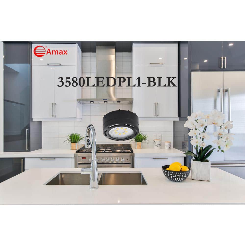 Sleek Black Integrated LED 360 Lumens Under Cabinet Puck Light