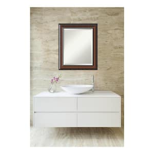 Cyprus Walnut 20.75 in. x 24.75 in. Beveled Rectangle Wood Framed Bathroom Wall Mirror in Brown,Cherry