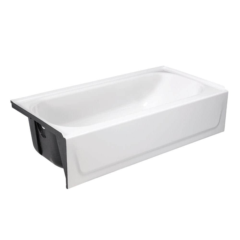 BootzCast 60 in. Left Drain Rectangular Alcove Soaking Bathtub in White