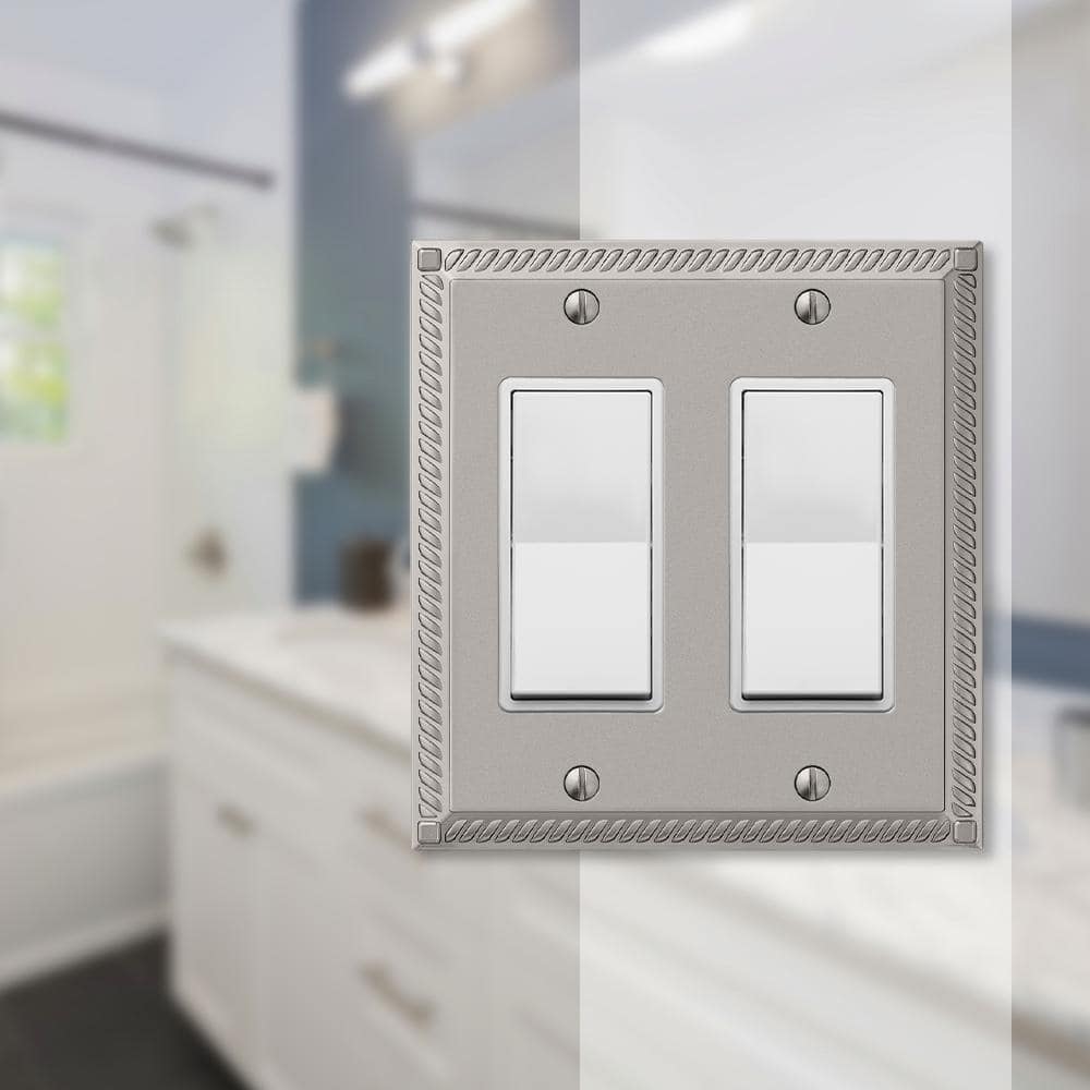 Georgian Satin Nickel Double Rocker Cast Metal Wallplate
