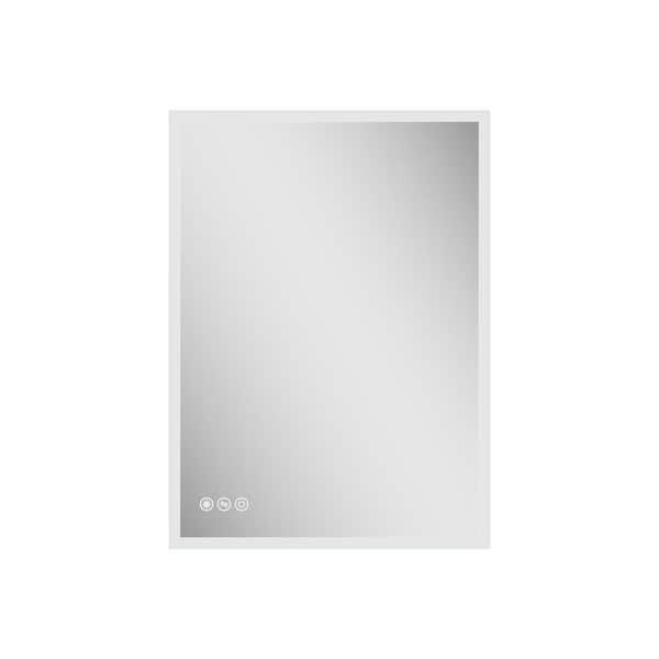 FORCLOVER 22 in. W x 30 in. H Medium Rectangular Frameless LED Lighed Wall Mount Bathroom Vanity Mirror in Polished Crystal