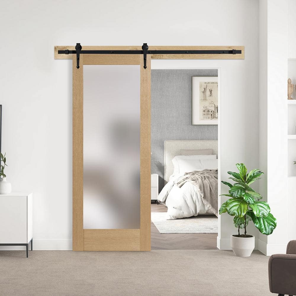 36" x 80" White Oak Satin Glass Solid Core Interior Slab Door