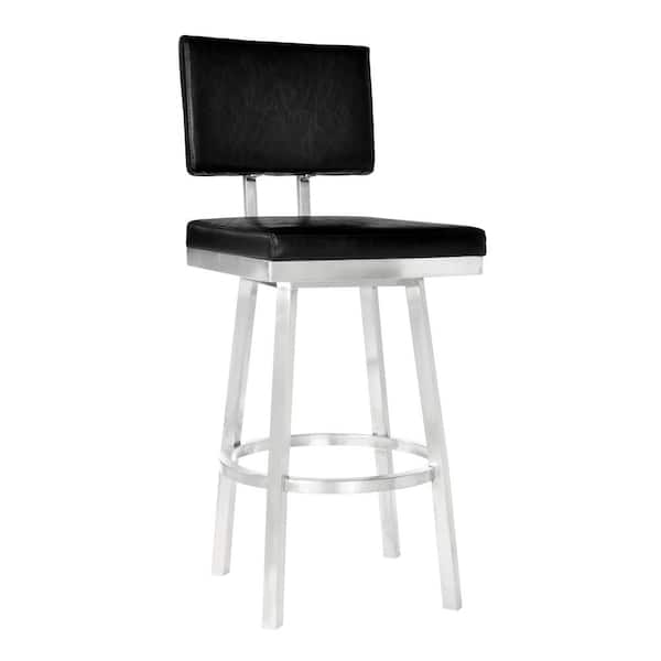 Armen Living Balboa 26 in. Black Swivel Bar Stool