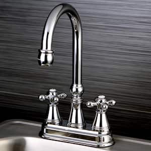 Classic 2-Handle Bar Faucet with Solid Handles in Polished Chrome