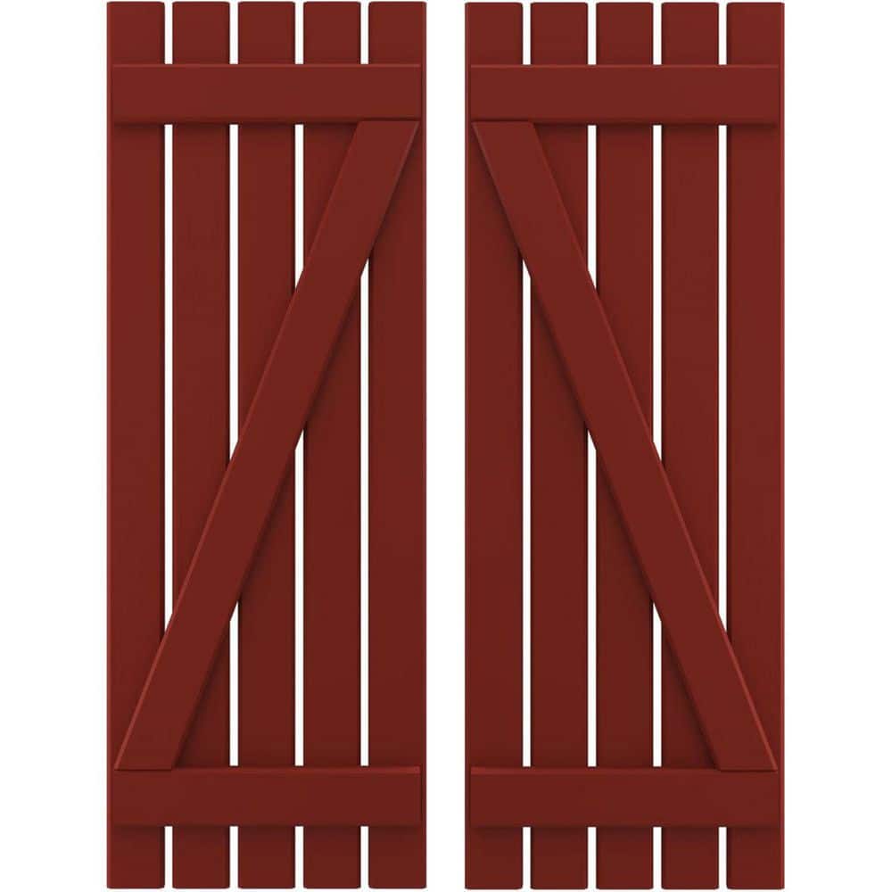 19-1/2 in. W x 75 in. H Americraft 5-Board Exterior Real Wood Spaced Board and Batten Shutters with Z-Bar in Pepper Red price history on PriceWatchPro