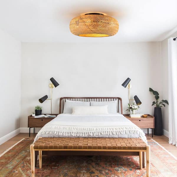 11.6 in. Black Flush Mount Fandelier Ceiling Fan w/ No Bulb(s) Included w/ Remote Control for Living Room Bedroom