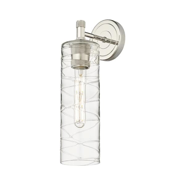 Innovations Crown Point 3.88 in. 1-Light Polished Nickel Wall Sconce with Glass Shade
