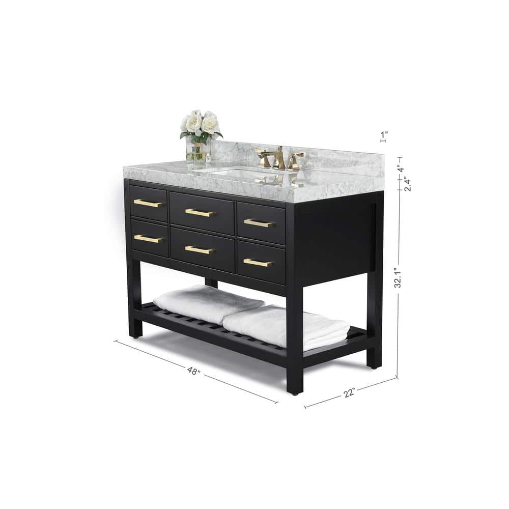 Elizabeth 48'' Black Onyx Vanity with Marble Top