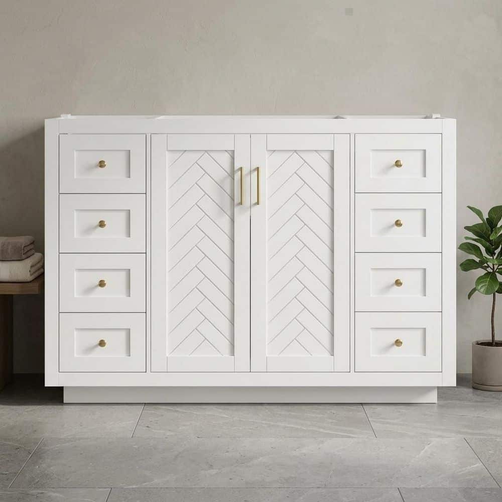 Classic 46.9 in. Bath Vanity Cabinet without Top in White with 6 Drawers, Gold Handles and Soft-Close Doors Unassembled price history on PriceWatchPro