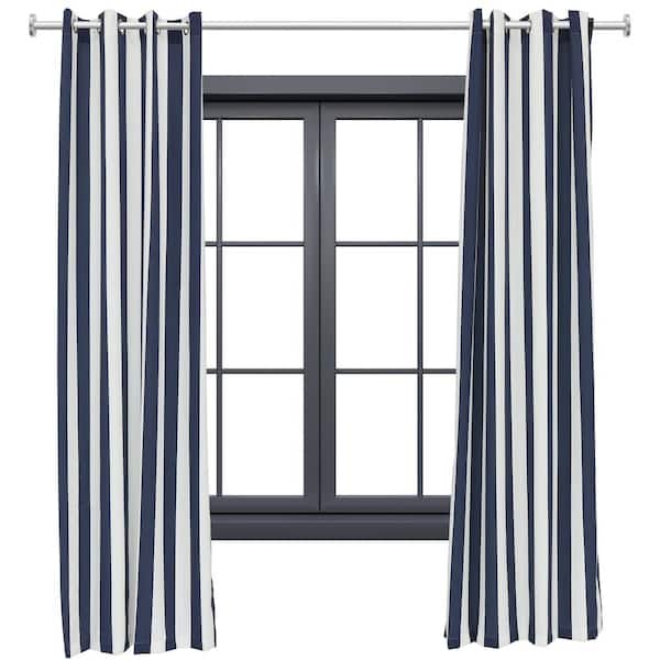 Sunnydaze Decor 2 Indoor/Outdoor Curtain Panels with Grommet Top - 52 x 108 in (1.32 x 2.74 m) - Blue/White Stripe