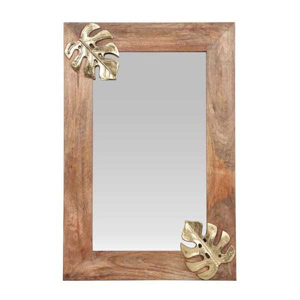 Avex Brown 24 in. W x 36 in. H Modern Rectangle Wood Framed Mirror