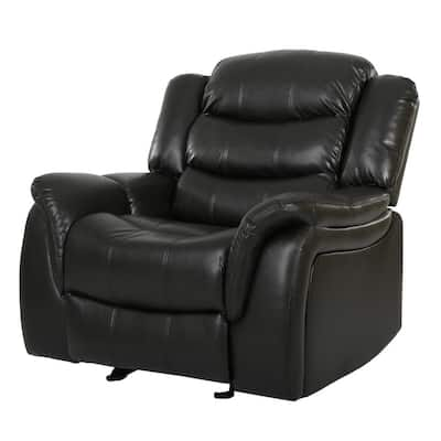 black leather recliner rocking chair