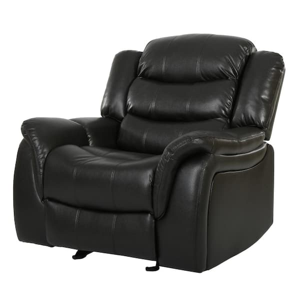 Noble House Hawthorne Black Faux Leather Glider Recliner