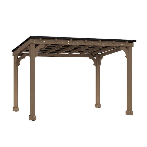 12 ft. W x 10 ft. D Cedar Wood Gazebo Outdoor with Hard Top Steel Roof