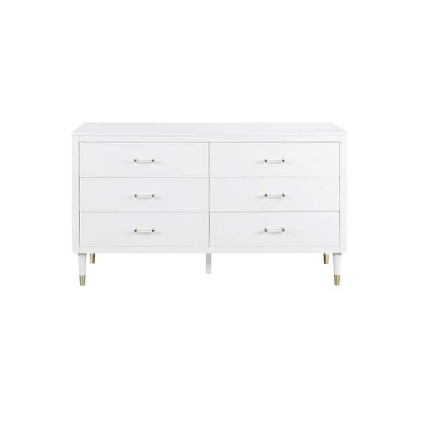 Manhattan Comfort Stanton White 6-Drawer 60 in. Wide Dresser