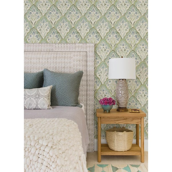 Mimir Quilted Damask Blue Prepasted Non Woven Wallpaper Sample