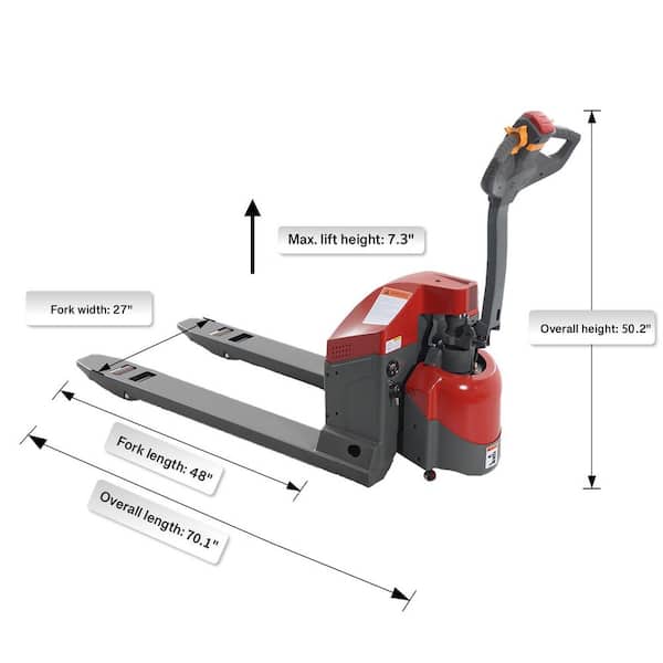 4400 lbs. Full Electric Pallet Jack 24-Volt/105AH GEL Battery Electrical Pallet Truck 24-Volt/10A Built-in Charger Red